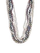 Belpearl 2-12mm Multi-color Round & Baroque Pearl Twist Multi-strand Collar Necklace/18