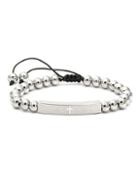 Anthony Jacobs Stainless Steel & White Agate Beaded Id Bracelet