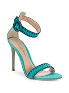 Gianvito Rossi Embroidered Leather Ankle Strap Sandals