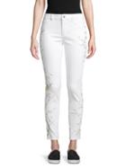 Driftwood Botanical-embroidered Ankle-length Jeans