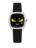 Fendi Momento Cushion Bug Stainless Steel Leather Strap Watch