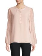 Karl Lagerfeld Paris Ruched Lace-sleeve Blouse
