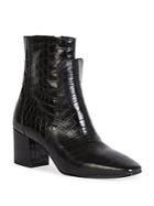 Givenchy Paris Line Croc-embossed Patent Leather Block Heel Booties