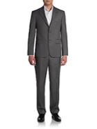 Hickey Freeman Chevron Striped Worsted Wool Suit