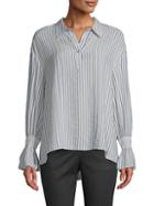 Laundry By Shelli Segal Smocked Cuff Stripe Blouse