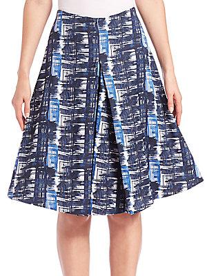 O By Oscar De La Renta Inverted Pleat A-line Skirt