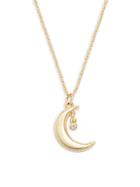 Ava & Aiden Goldtone & Crystal Moon Pendant Necklace