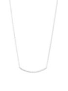 Danni Diamond And 14k White Gold Curved Bar Pendant Necklace