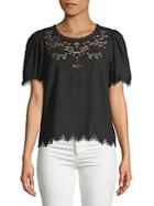 Rebecca Taylor Amora Embroidered Short-sleeve Top