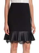 Karl Lagerfeld Paris Lace-trimmed Pleated Skirt