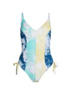 Red Carter Swim Ruched Tie-dyed One-piece Swimsuit