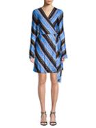 Diane Von Furstenberg Abstract Silk Long-sleeve Wrap Dress