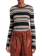 Brunello Cucinelli Wool & Cashmere Lurex Striped Crewneck Sweater