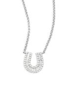 Effy Diamond & 14k White Gold U-shaped Solid Fill Pendant Necklace