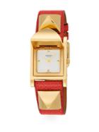 Herm S Vintage Red & Gold Courchevel Medor Watch