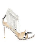 Gianvito Rossi Silver Crystal Ankle Sandals