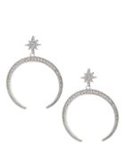 Eye Candy La Silvertone & Crystal Star Crescent Drop Earrings