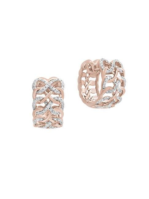 Effy Diamond And 14k Rose Gold Huggies Earrings