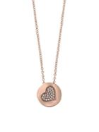 Effy 14k Rose Gold & Diamond Heart Disk Pendant Necklace
