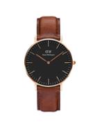 Daniel Wellington Classic St Mawes Rose Goldtone Stainless Steel Leather-strap Watch