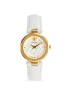 Versace Goldtone Stainless Steel & Leather Strap Watch