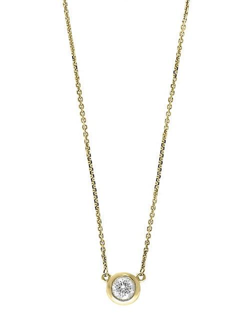 Effy D'oro 14k Yellow Gold & Diamond Bezel Pendant Necklace
