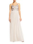 Adrianna Papell Sequined And Shirred Gown