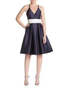 Carmen Marc Valvo Infusion Shantung Fit-and-flare Dress
