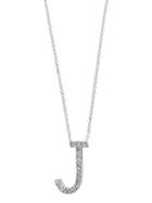 Effy 14k White Gold & Diamond J Pendant Necklace