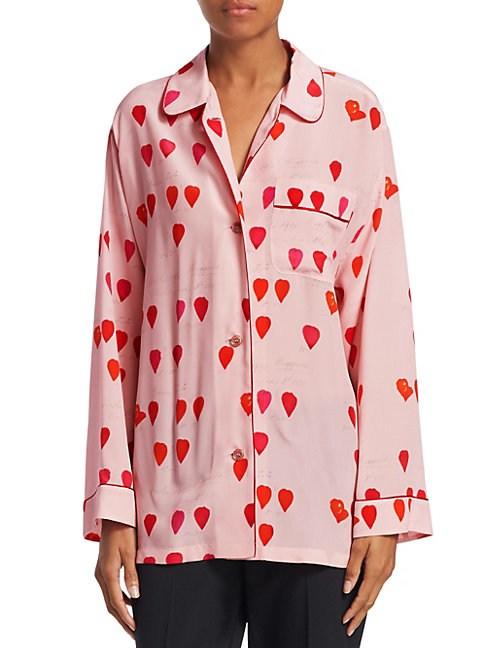 Alexander Mcqueen Silk Petal Print Pajama Shirt