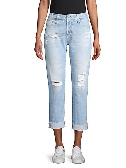 Ag Jeans Ex-boyfriend Distressed Cropped Jeans