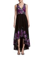 Marchesa Notte Embroidered High-low Gown