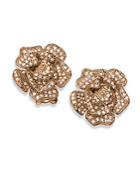 Effy Diamonds And 14k Rose Gold Floral Stud Earrings