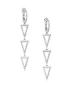 Effy Diamond & 14k White Triangle Linear Drop Earrings