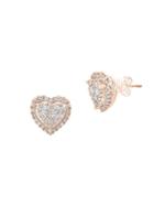 Effy 14k Rose Gold & Diamond Heart Stud Earrings