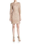 Adrianna Papell Metallic Lace W Sequins