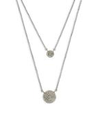 Bavna Sterling Silver Diamond Layered Circle Pendant Necklace