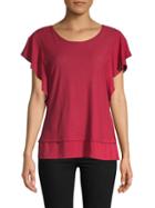 Vince Camuto Ruffle Cotton Blend Top