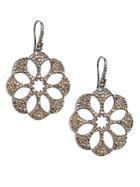 Bavna 5.32 Tcw Pav&eacute; Champagne Diamond & Sterling Silver Floral Cutout Earrings