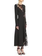 Givenchy Asymmetric Wool & Silk Lace Midi Dress