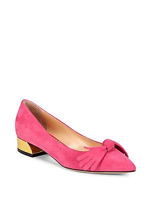 Charlotte Olympia Bow Suede Flats