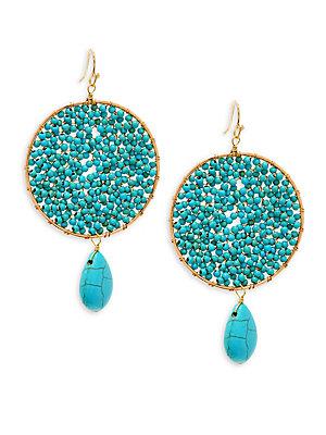 Panacea Crystal And Turquoise Beaded Drop Earrings