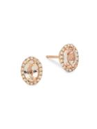 Saks Fifth Avenue 2-piece 14k Rose Gold Diamond & Morganite Stud Earrings