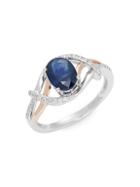 Effy 14k White & Rose Gold Sapphire & Diamond Twist Ring