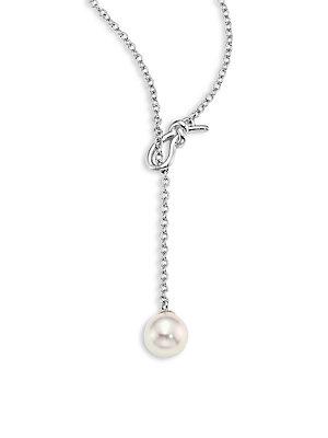 Majorica Ribbon & Pearl Lasso Necklace