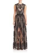 Abs Embroidered Lace Gown