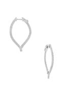 Sterling Forever Silvertone & Cubic Zirconia Inside-out Teardrop Hoop Earrings