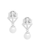 Majorica Round Pearl And Sterling Silver Stud Earrings