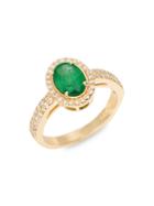 Effy 14k Yellow Gold Emerald & Diamond Ring