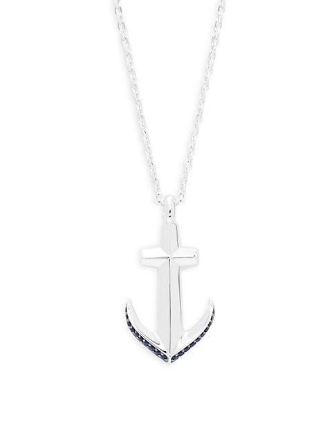 Effy Black Sapphire And Sterling Silver Anchor Pendant Necklace